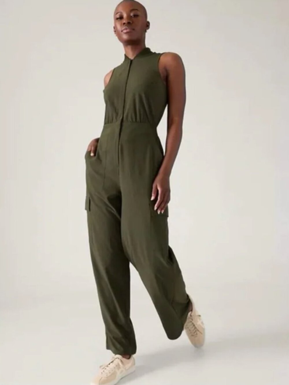 NWOT Athleta Brooklyn Utility Jumpsuit Women's 8 Aspen Olive Green #824834 - Picture 2 of 16